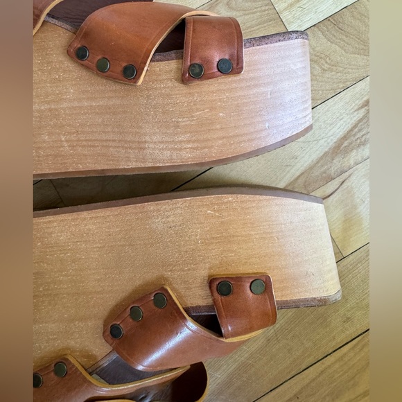 Celine Phoebe Philo Rare platforms Clogs Sandals veg tan leather brown tan 38.5 - Picture 4 of 16